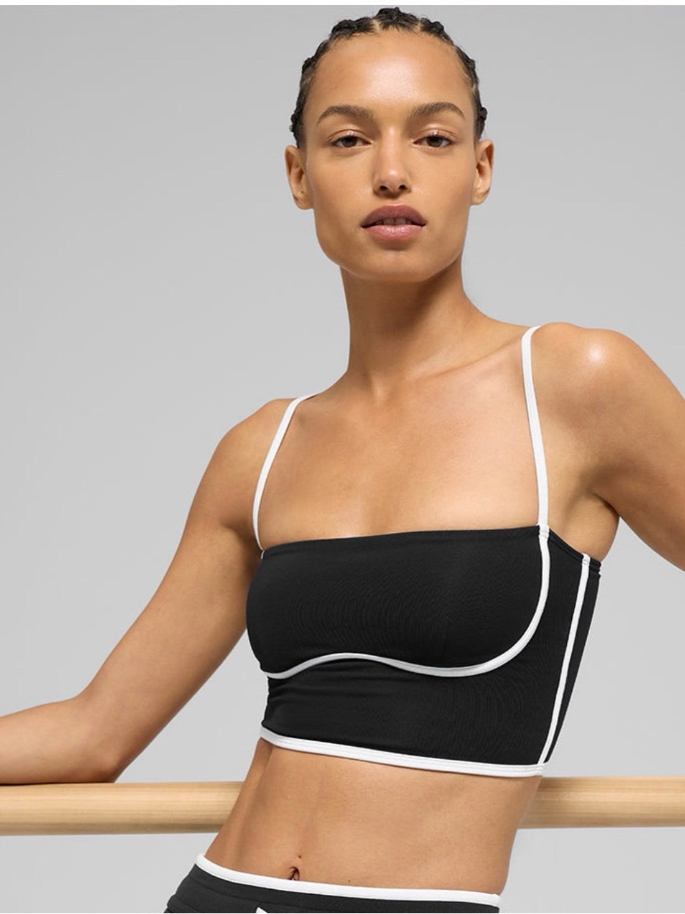 ALO Yoga Black Tank Top with White Trim